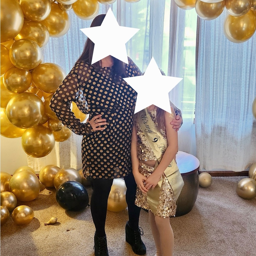 Astr Dress in Black & Gold